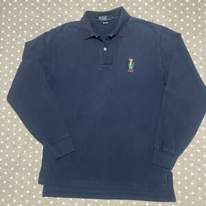 Polo by Ralph Lauren Polo Bear Shirt Men’s Medium Navy Blue Bear Embroidered Vtg